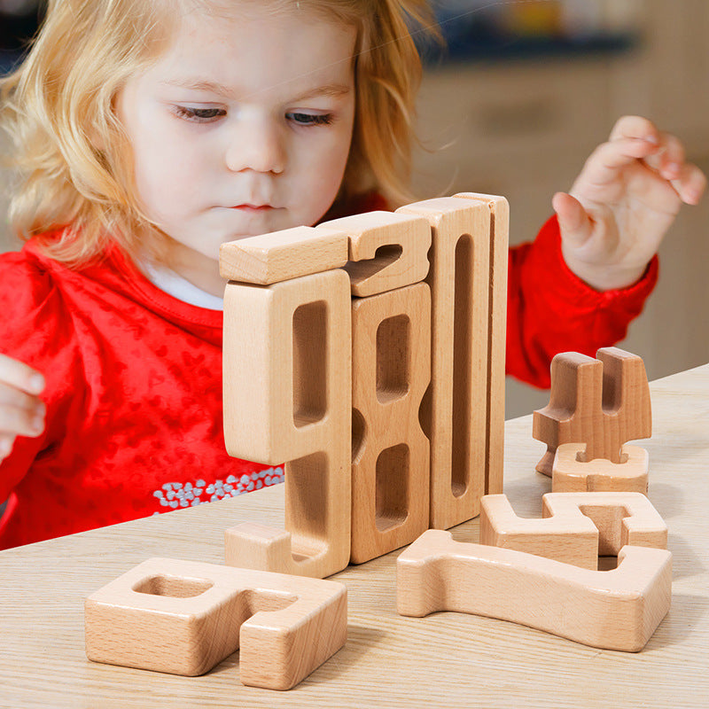 Blocs de Construction Montessori en Hêtre – Nombres