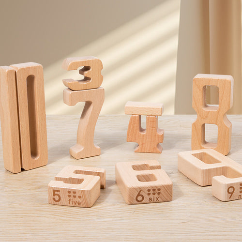 Blocs de Construction Montessori en Hêtre – Nombres
