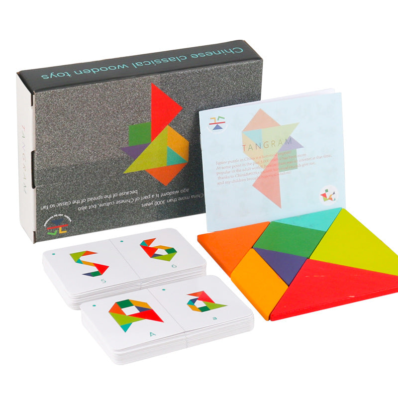 Tangram 3D en Bois – Jeu de Construction de Noël 🎄