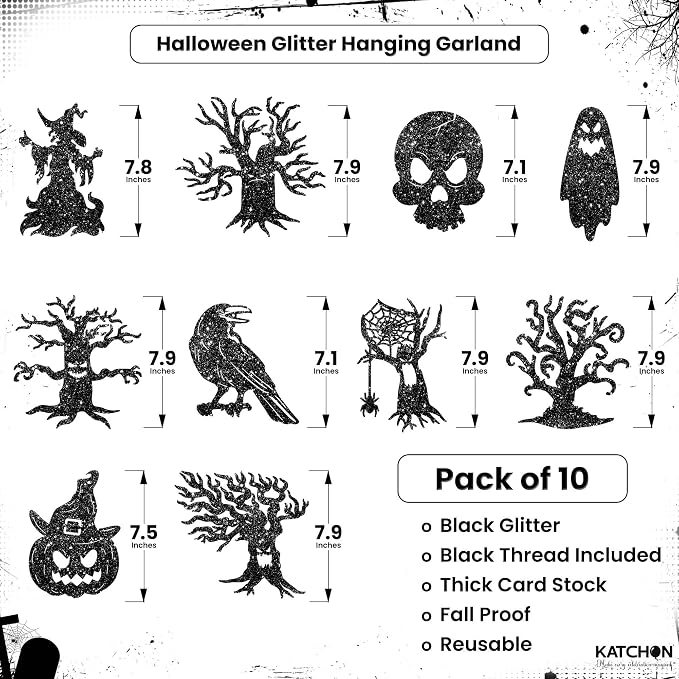 Black Glitter Halloween Garland — product image 2
