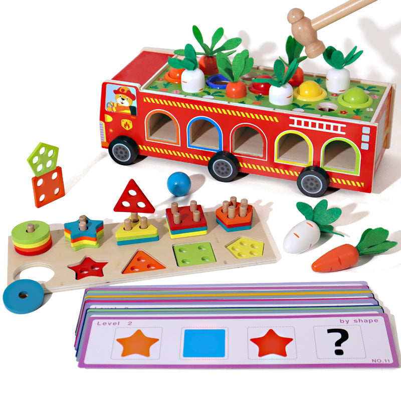 Jeu Montessori 4-en-1 en Bois – Motricité & Logique