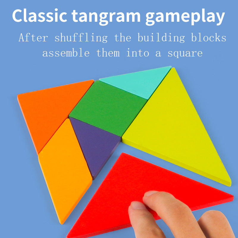 Tangram 3D en Bois – Jeu de Construction de Noël 🎄