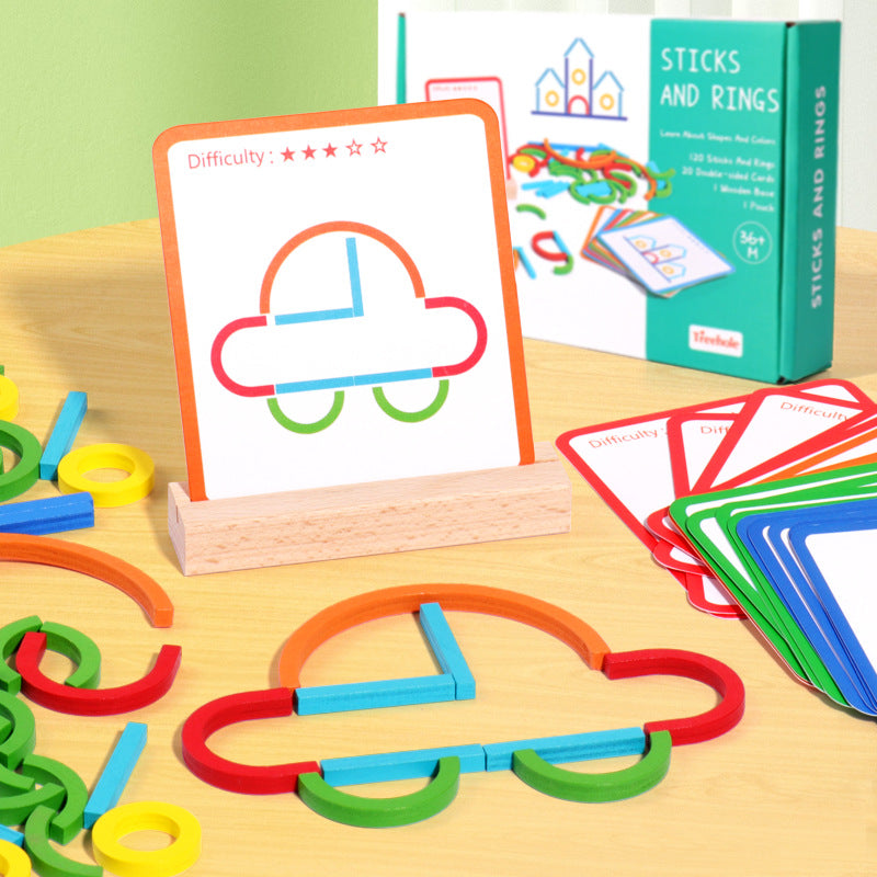 Puzzle en Bois – Formes & Bâtonnets