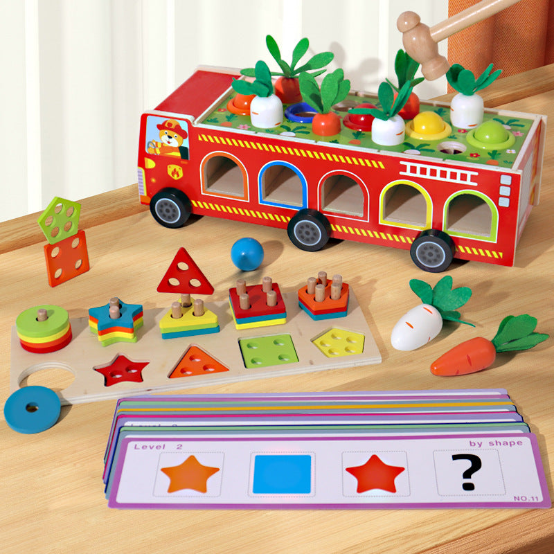 Jeu Montessori 4-en-1 en Bois – Motricité & Logique