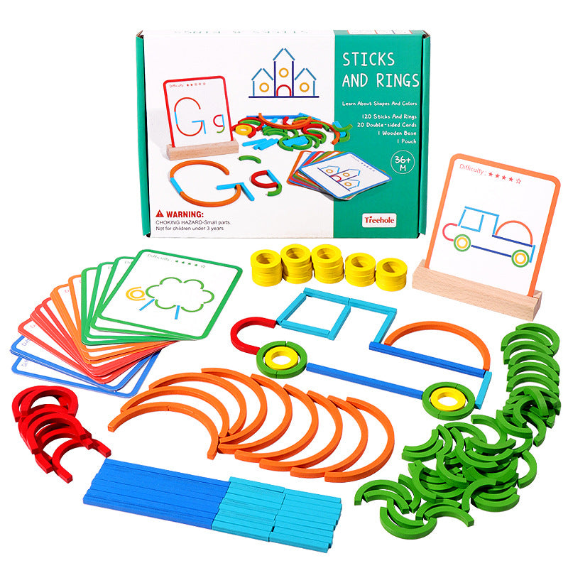 Puzzle en Bois – Formes & Bâtonnets