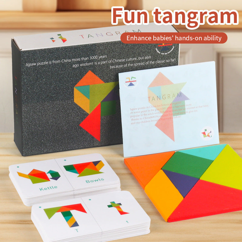 Tangram 3D en Bois – Jeu de Construction de Noël 🎄