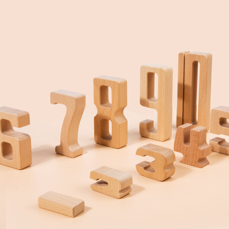 Blocs de Construction Montessori en Hêtre – Nombres