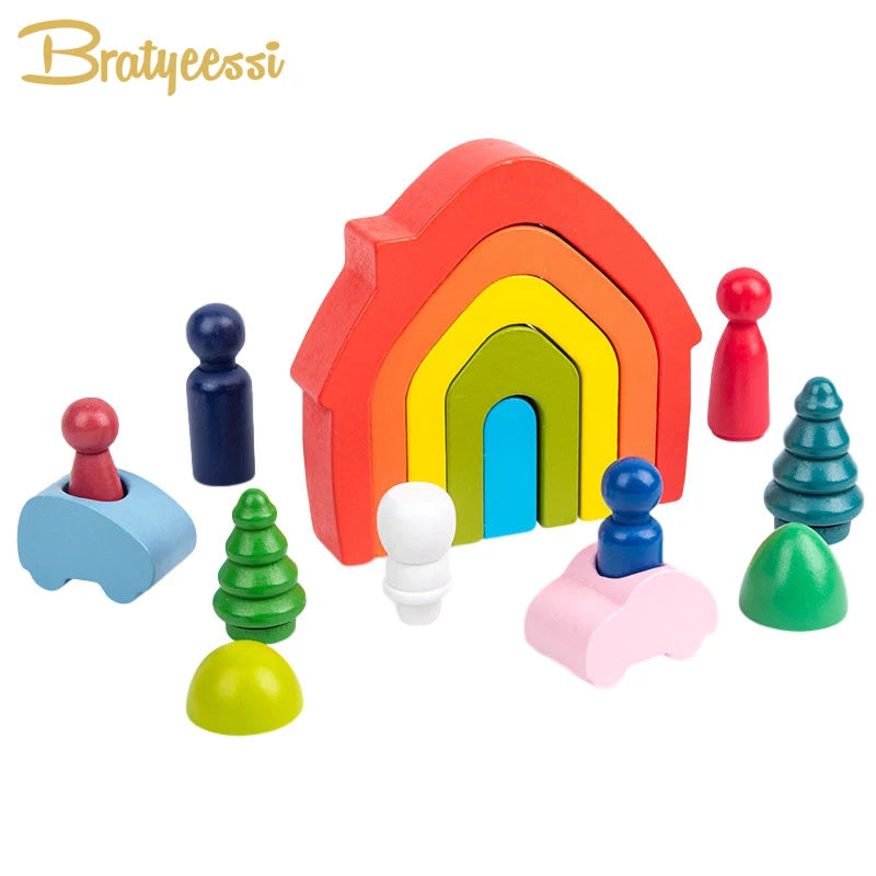 Arc-en-Ciel en Bois – Jeu de Construction Créatif