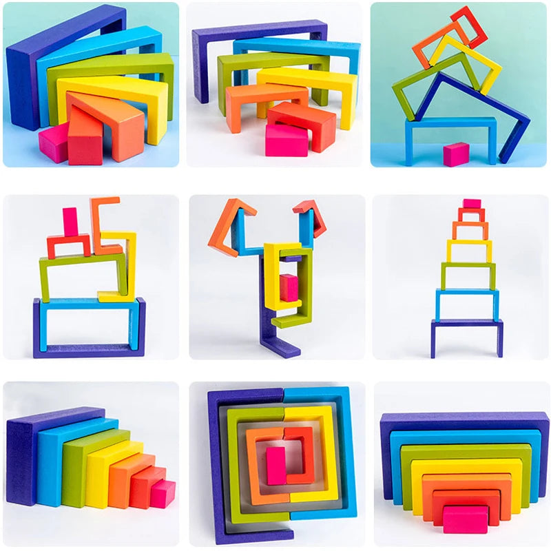 Arc-en-Ciel en Bois – Jeu de Construction Créatif