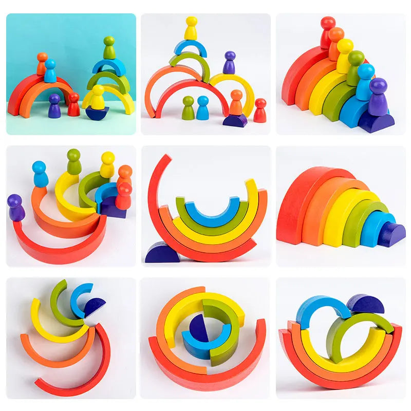 Arc-en-Ciel en Bois – Jeu de Construction Créatif