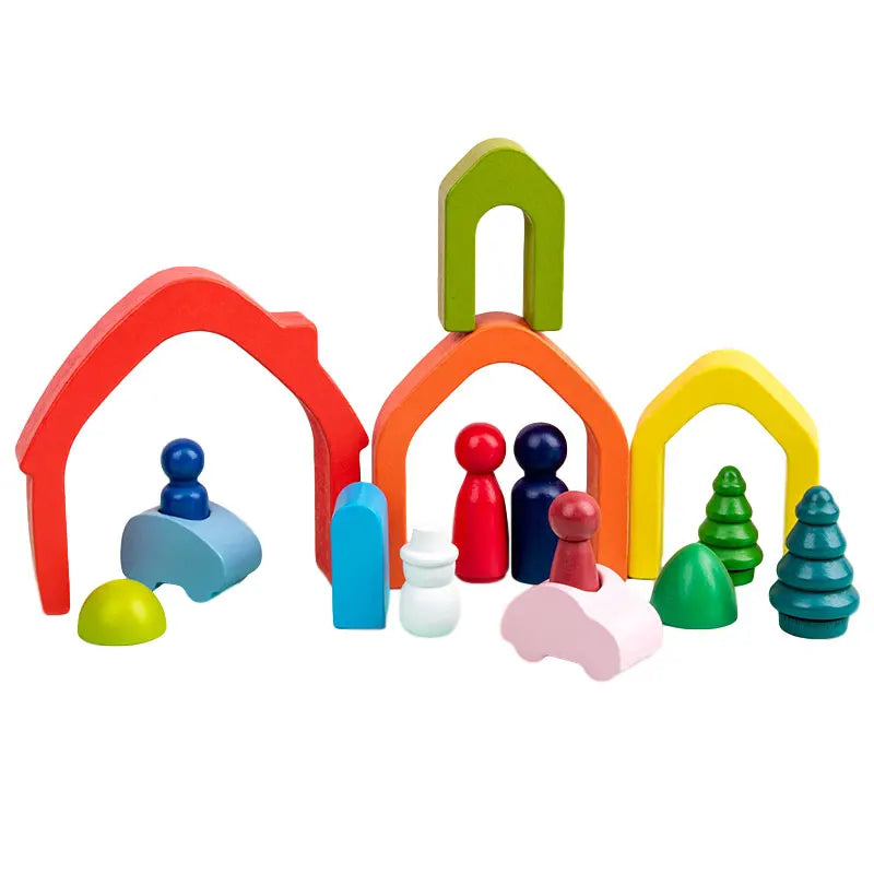 Arc-en-Ciel en Bois – Jeu de Construction Créatif