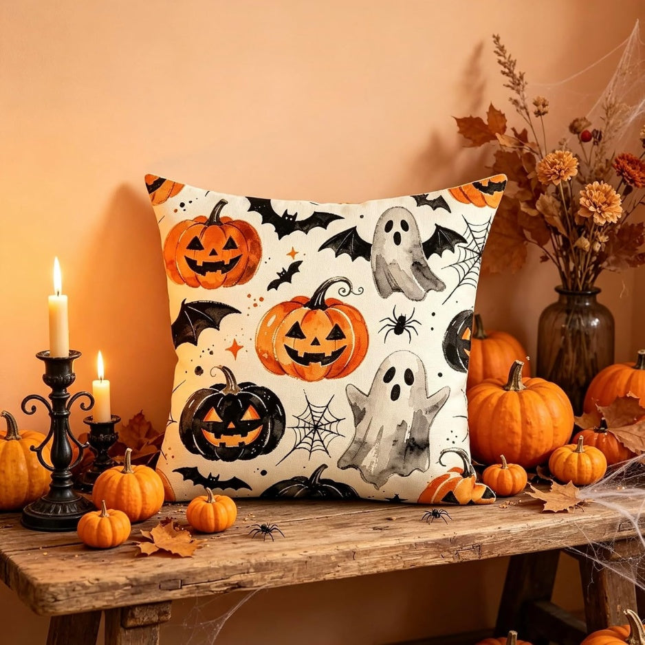 Ghost & Pumpkin Pillow Cover — product image 1