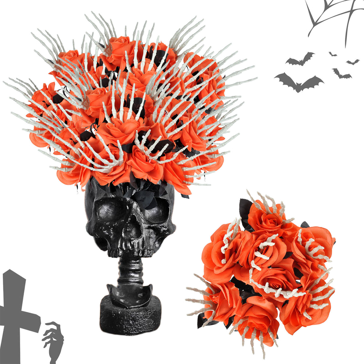 Gothic Skull Hand & Rose Accent — product image 2