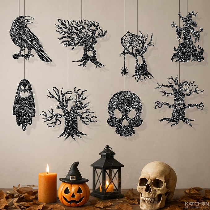Black Glitter Halloween Garland — product image 1